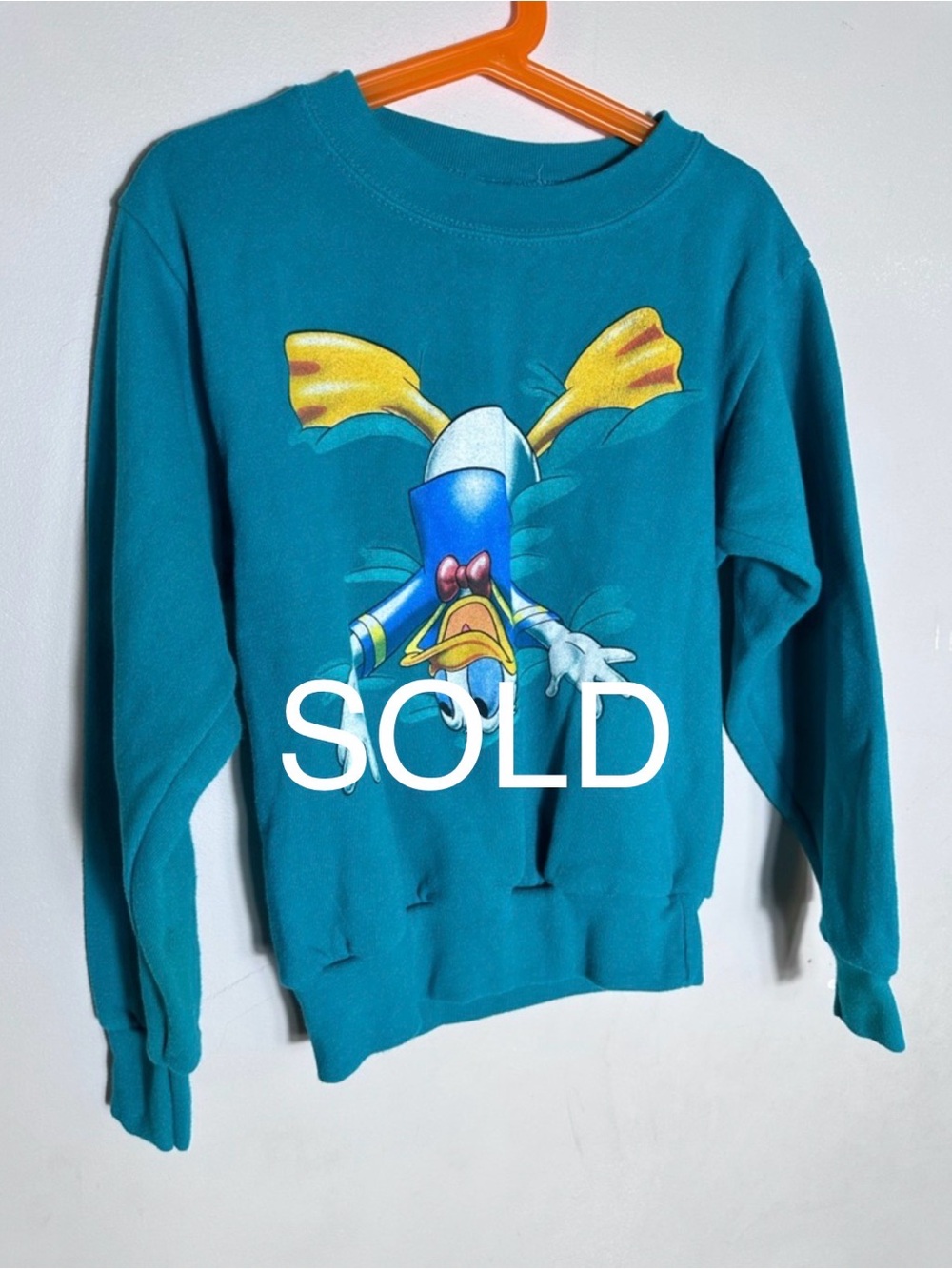SOLD Vintage Teal Donald Duck Graphic Sweatshirt